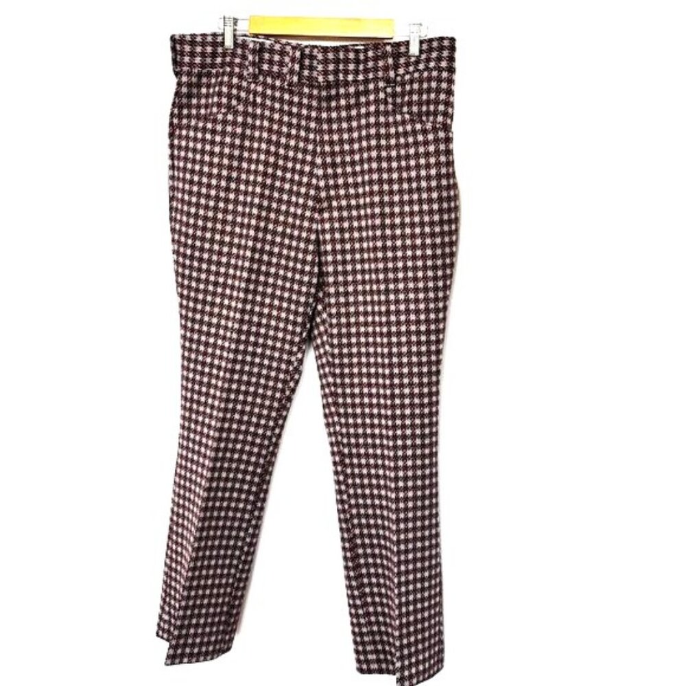 70’s Leisure wine grey burgundy Knit Poly Flare 36” x 29.5 Pants Vtg